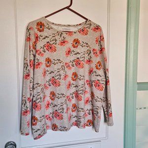 Croft & Barrow Beige Floral Long Sleeve Classic Tee - Size 1X